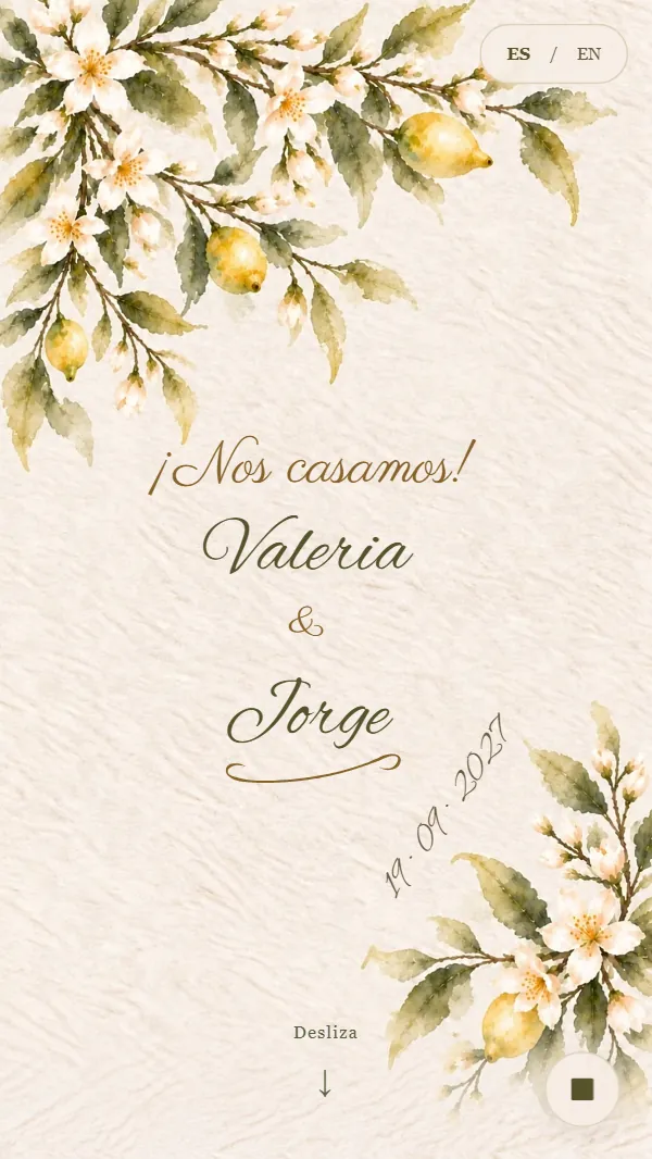 Cabecera de la invitación Acuarela Azahar