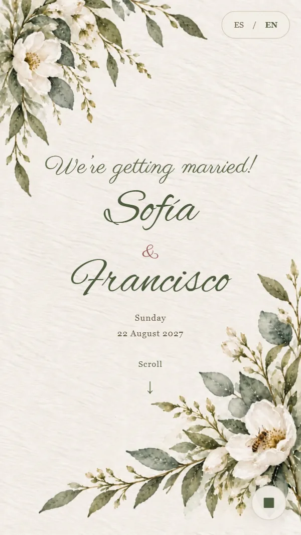 Header of the Acuarela Botánica Romántica invitation